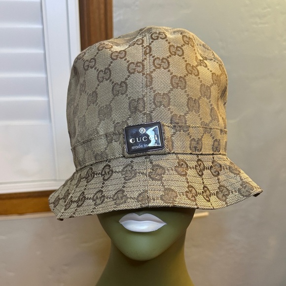 Vintage Gucci Tan Monogram Bucket Hat